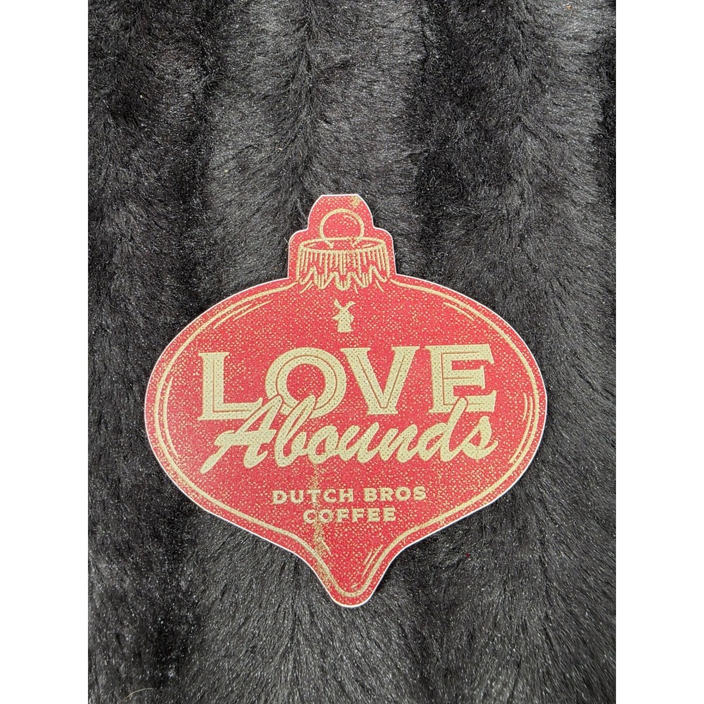 Dutch Bros Coffee Love Abounds Sticker Red Gold Christmas Ornament Decal